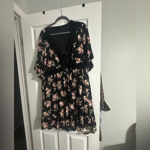 torrid Black Mini Dress with Blush Floral Print